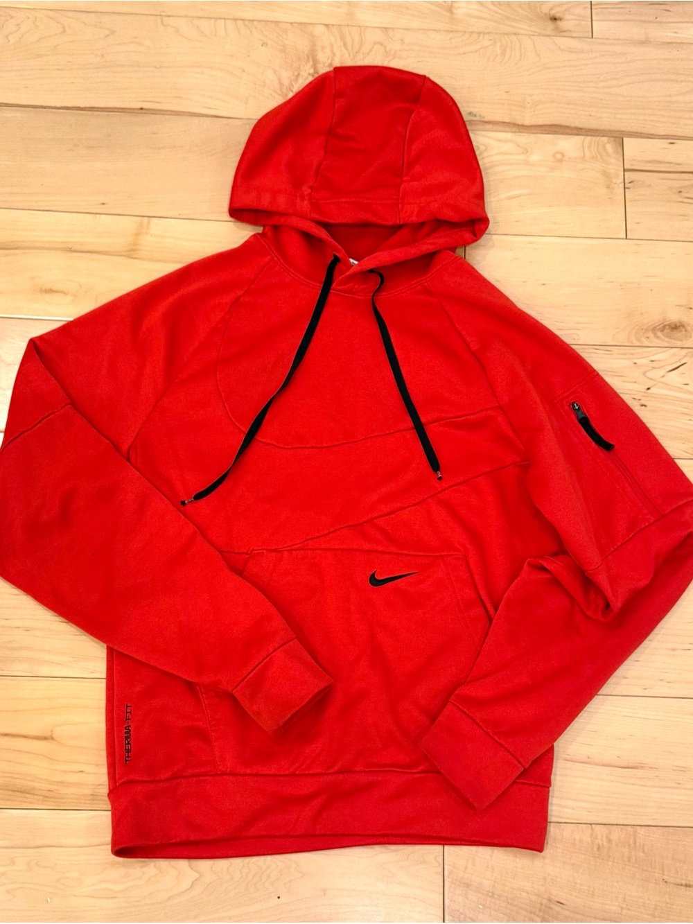 Nike Red Menโs Red Hoodie Sweatshirt - Size S